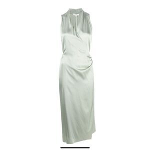 Vince Draped Pleat Wrap Dress Style V935051454‎ Satin Finish Size Large
